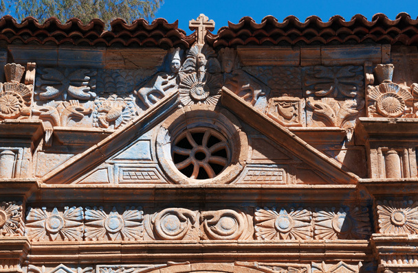 fuerteventura, kanarische inseln, spanien: details der iglesia de nuestra senora de regla (Kirche unserer Herrscherin), erbaut zwischen 1687 und 1711 in der Hauptstraße pajara, gilt als eine der schönsten auf der Insel - Foto, Bild
