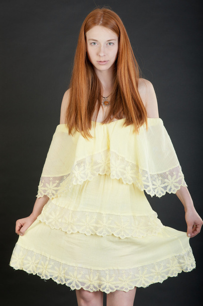 Girl in a yellow dress - Photo, Image