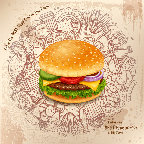 Fast Food rundes Design - Vektor, Bild