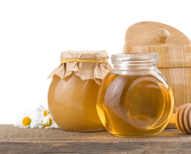 honey in jar isolated on white - Foto, Imagem