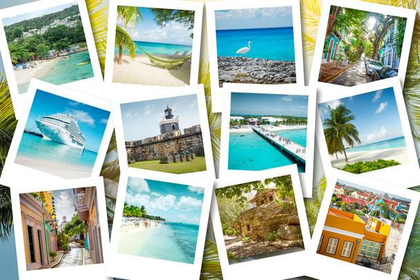 Cruise herinneringen op polaroid foto's - de Caribische zomervakanties - Foto, afbeelding
