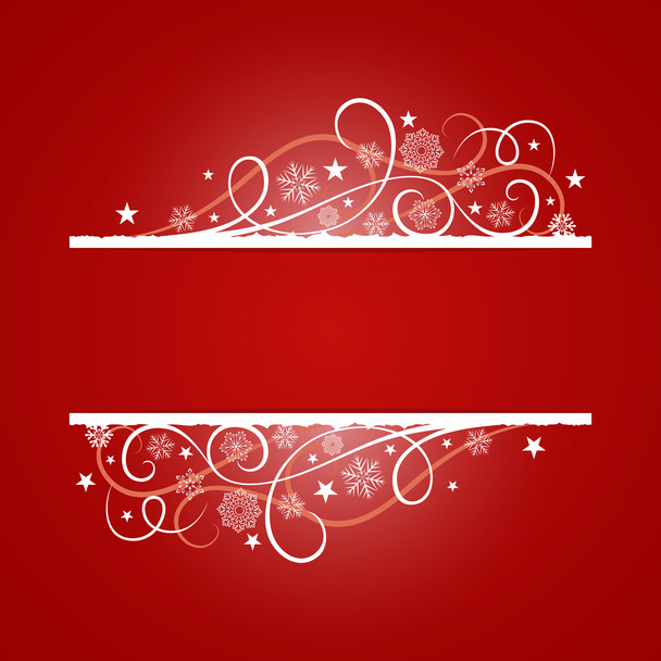 Red Christmas banner with snowflake ornament. - ベクター画像