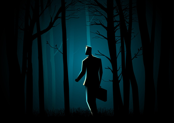 Pimeässä metsässä vaeltaminen
 - Vektori, kuva