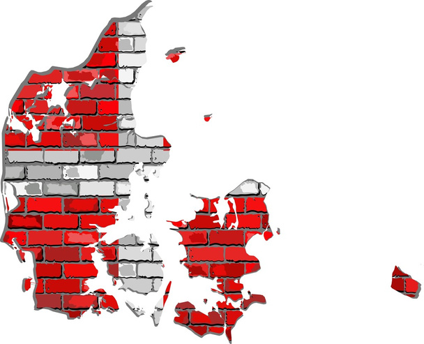 Dinamarca mapa en una pared de ladrillo
 - Vector, imagen