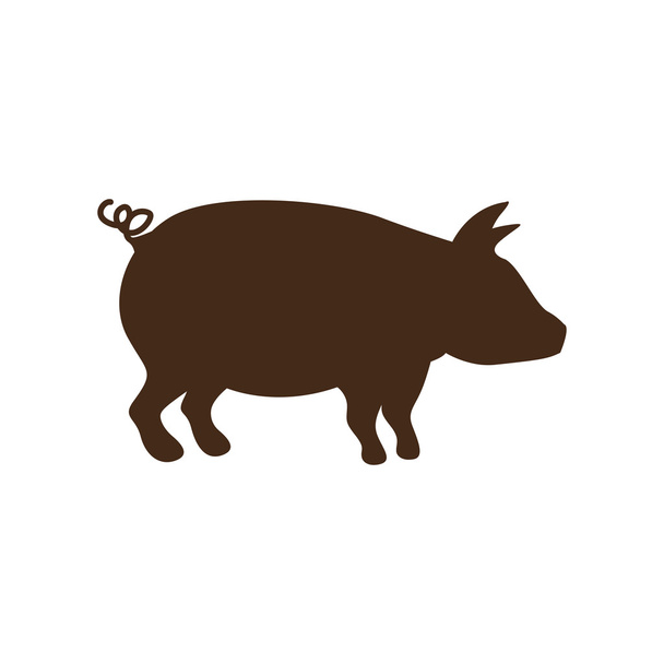 silhouette brown color with pig - Vector, Image