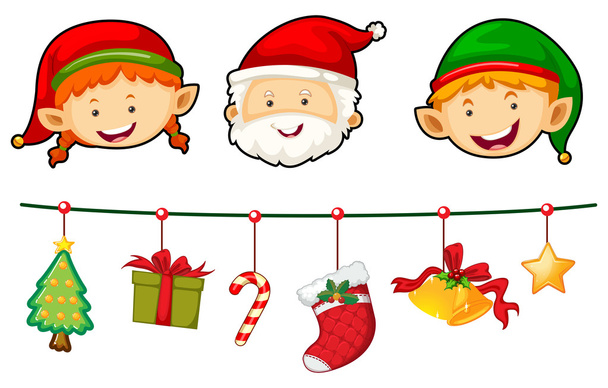 Set de Navidad con Santa y elfo
 - Vector, Imagen
