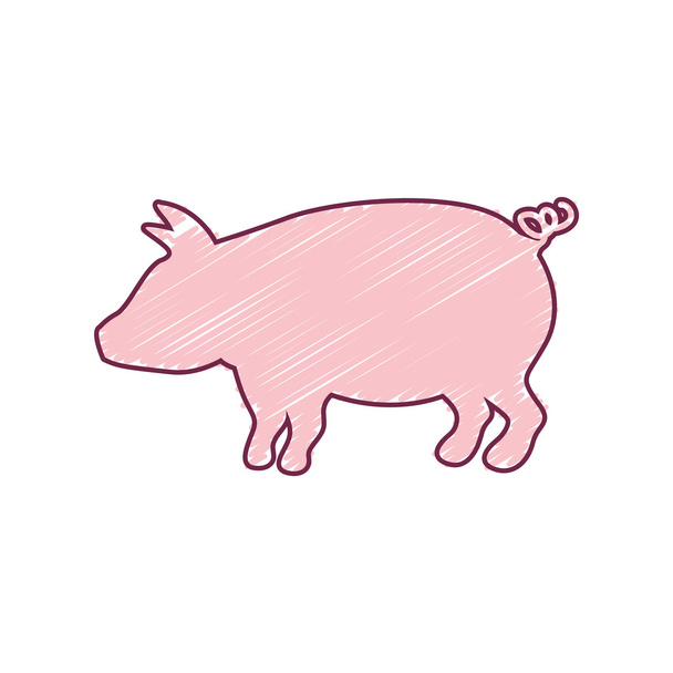 silhouette pig with color strokes - ベクター画像