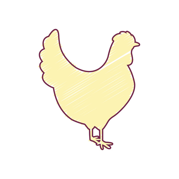 sziluettjét csirke színű stroke - Vektor, kép