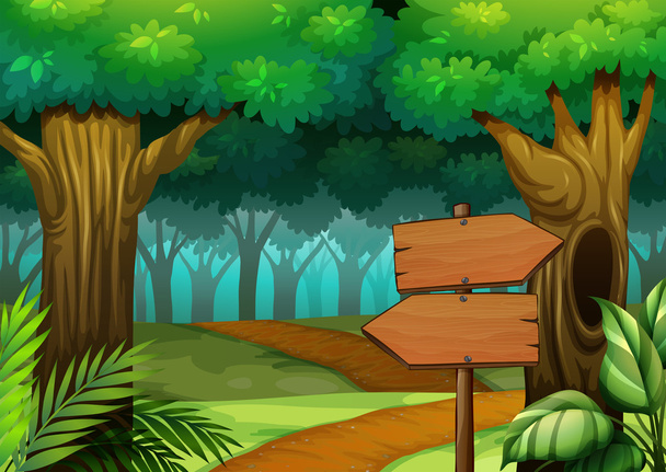 Forest scène met houten borden - Vector, afbeelding
