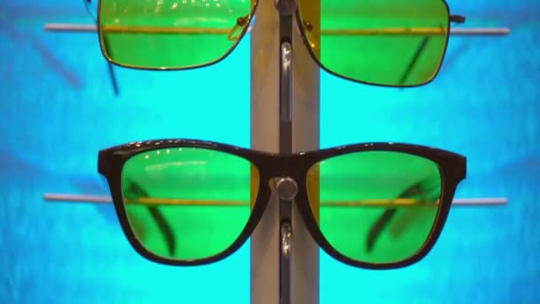 Optics and Exhibition. Different Models of Glasses - Πλάνα, βίντεο