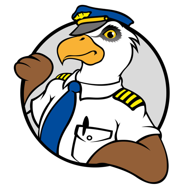Illustration representing a symbol of an Eagle with pilot's uniform  - Vector, Imagen