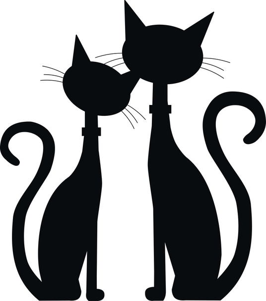iki siyah kedi silüeti - Vektör, Görsel