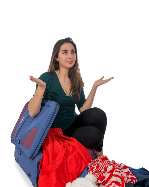 Young girl  with the travel bag - Photo, Image