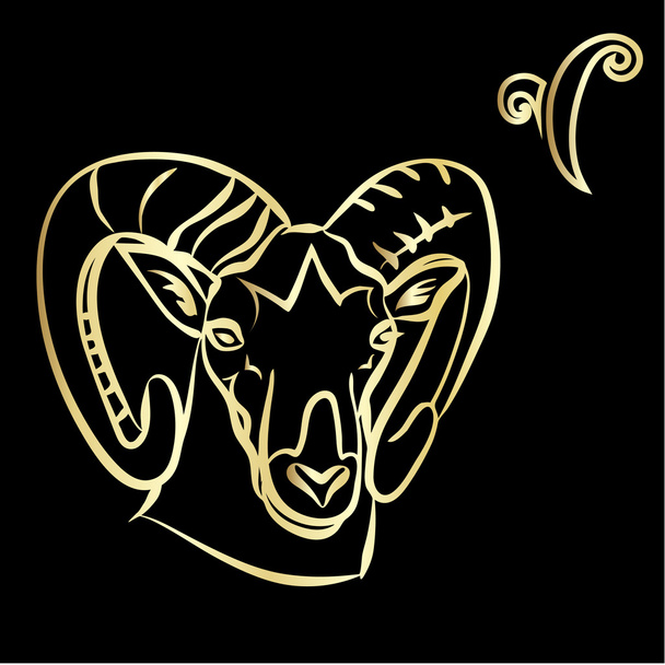 Zodiac Aries are a black background. - Vector, imagen