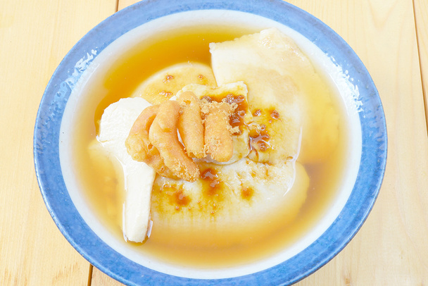 Gingered シロップ、ホットに食べの視察旅行を豆の醤油のカスタード - 写真・画像