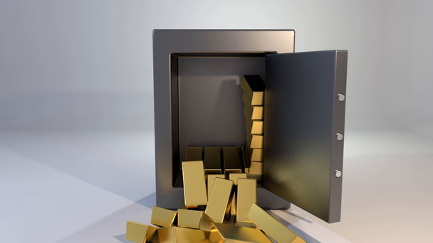 Güvenli kasa dökülüp altın külçelerini altın değerli açılış kazanmak 4k - Video, Çekim