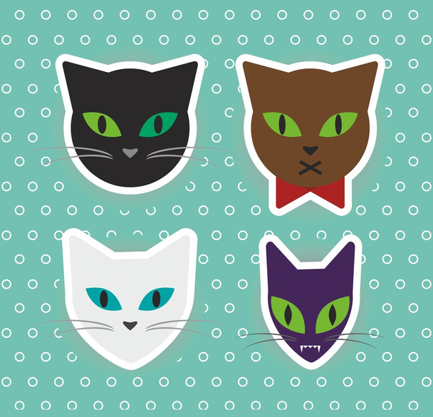 Cat heads, vector illustrations - Διάνυσμα, εικόνα