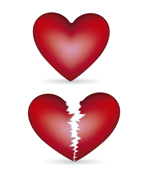hart en het gebroken hart - Vector, afbeelding