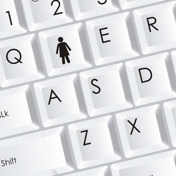 keyboard with a woman icon - Vector, Image