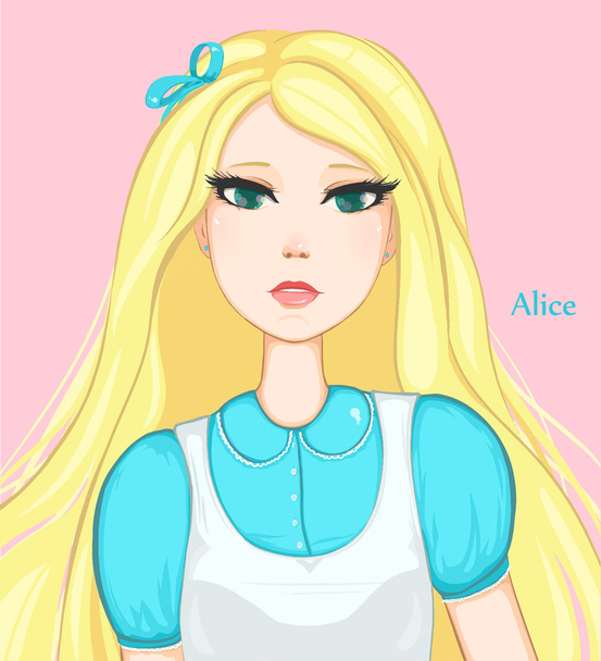 Alice. Pretty blonde girl. - Vector, Image