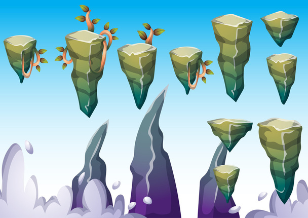 vector de dibujos animados isla flotante objeto con capas separadas para el arte del juego y la animación
 - Vector, Imagen