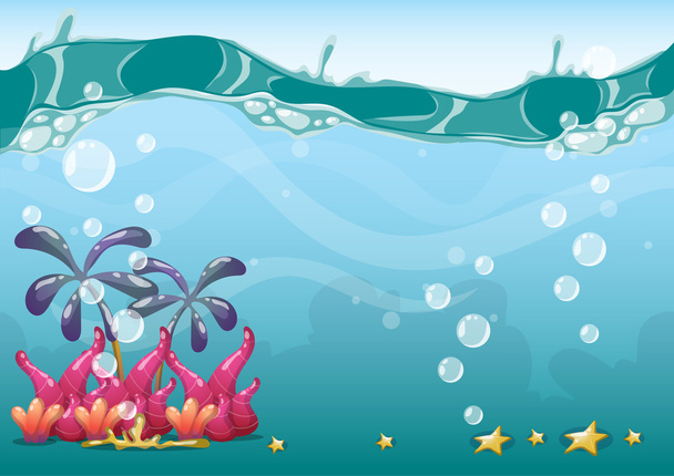 Cartoon-Vektor-Unterwasserhintergrund mit getrennten Ebenen für Spielkunst und Animation - Vektor, Bild