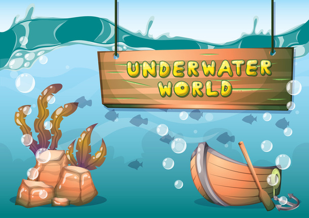 cartoon vector underwater background with separated layers for game art and animation - Διάνυσμα, εικόνα