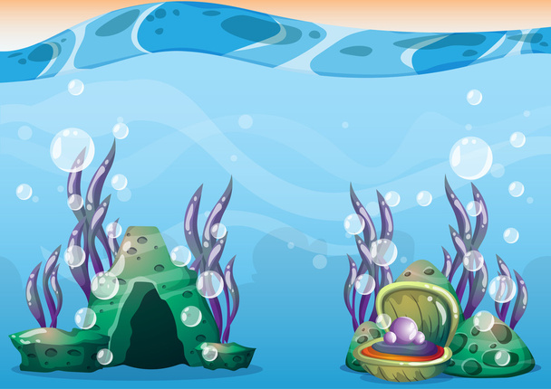 Cartoon vector onderwater achtergrond met gescheiden lagen voor game art en animatie - Vector, afbeelding