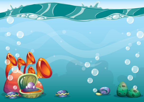 cartoon vector underwater background with separated layers for game art and animation - Vector, Image