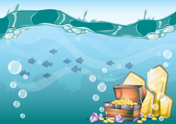 мультяшний векторний підводний фон скарбів з розділеними шарами для ігрового мистецтва та анімації
 - Вектор, зображення