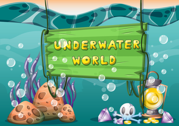 rajzfilm vektor víz alatti kincsét háttér elkülönített rétegek játék művészeti és animáció - Vektor, kép