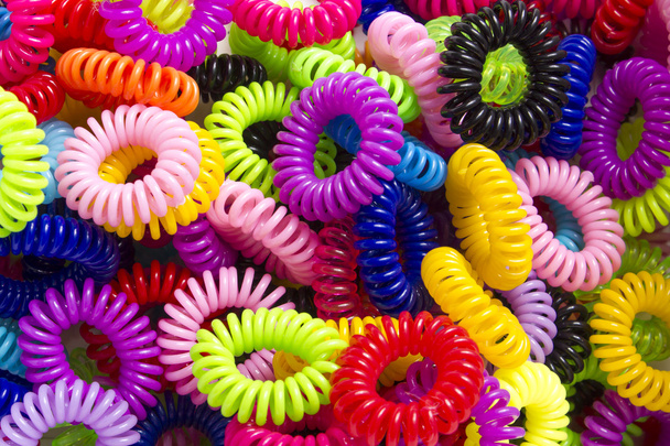 Spiral elastic rubber bands for hair of different colors - Fotografie, Obrázek
