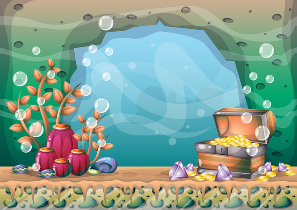 vettoriale dei cartoni animati sfondo tesoro subacqueo con strati separati per arte del gioco e animazione
 - Vettoriali, immagini