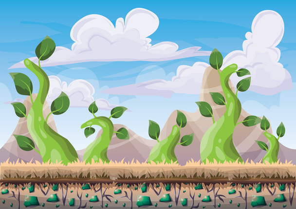 cartoon vector nature landscape background with separated layers for game art and animation - Vector, Image