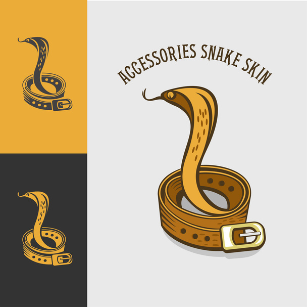 Collection of emblems snakeskin belt. Leather accessories. Snake - ベクター画像
