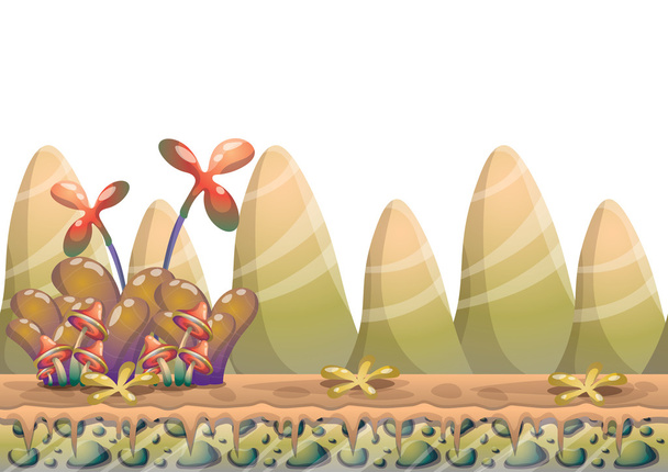 Cartoon vector natuur landschap achtergrond met gescheiden lagen voor game art en animatie - Vector, afbeelding