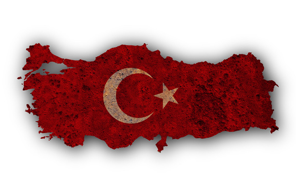 Carte et drapeau de Turquie sur métal rouillé
 - Photo, image