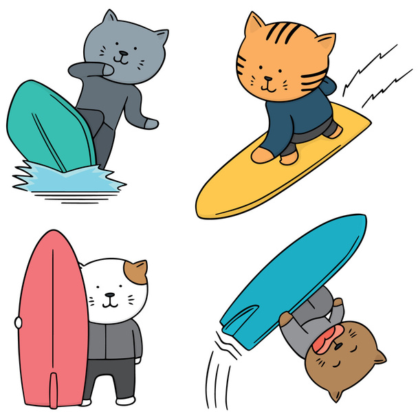 wektor zestaw cat surfing - Wektor, obraz