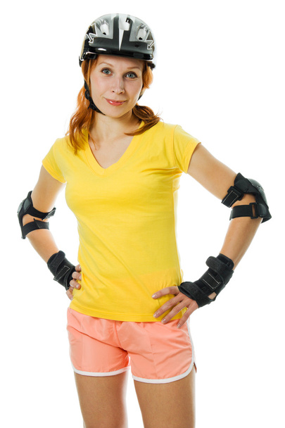 beautiful young woman on roller skates - Foto, Imagen