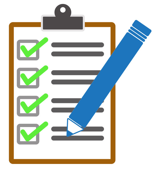 checklist and pencil icon on white background - Vektor, obrázek