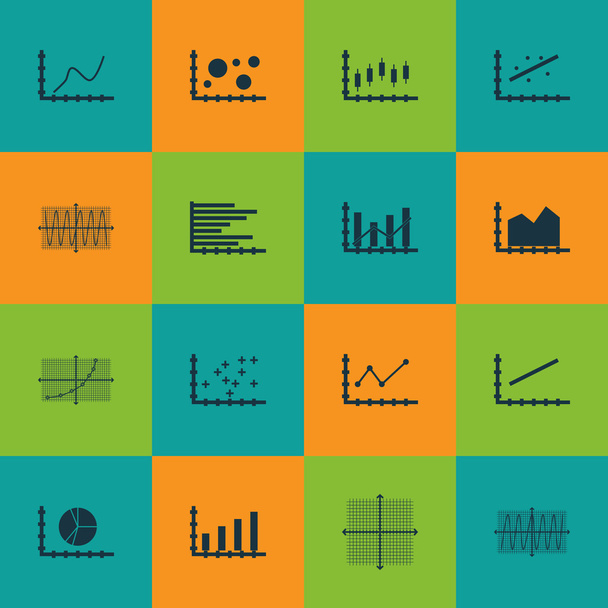 Set Of Graphs, Diagrams And Statistics Icons. Premium Quality Symbol Collection. Icons Can Be Used For Web, App And UI Design. Vector Illustration, EPS10. - Vecteur, image