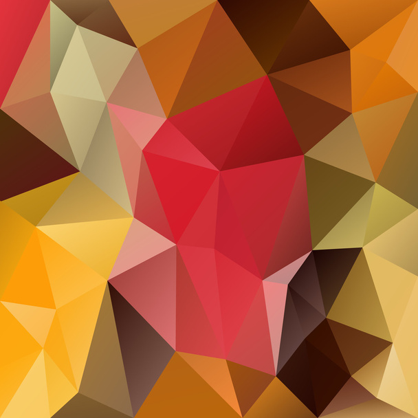 vector abstract irregular polygon background with a triangular pattern in autumn colors - brown, red, yellow, green - Vector, Image