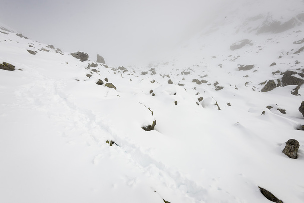 Berggipfel im Winter mit Schnee bedeckt - Foto, Bild