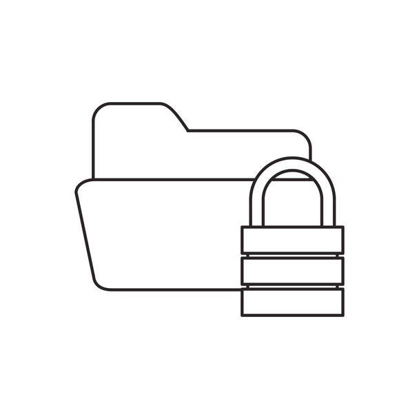 Isolated file padlock and data base design - Vektor, obrázek