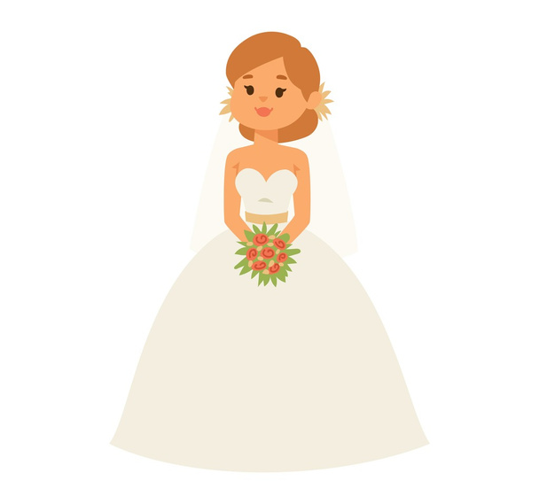 結婚式の花嫁の女の子の文字ベクトル - ベクター画像