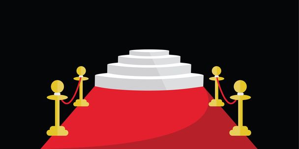 a stage with a red carpet illustration isolated in a black background - Vector, Image