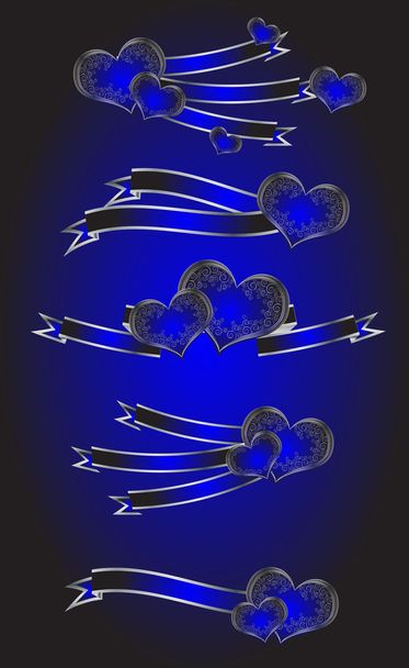 Rubans bleu foncé avec des cœurs
 - Vecteur, image