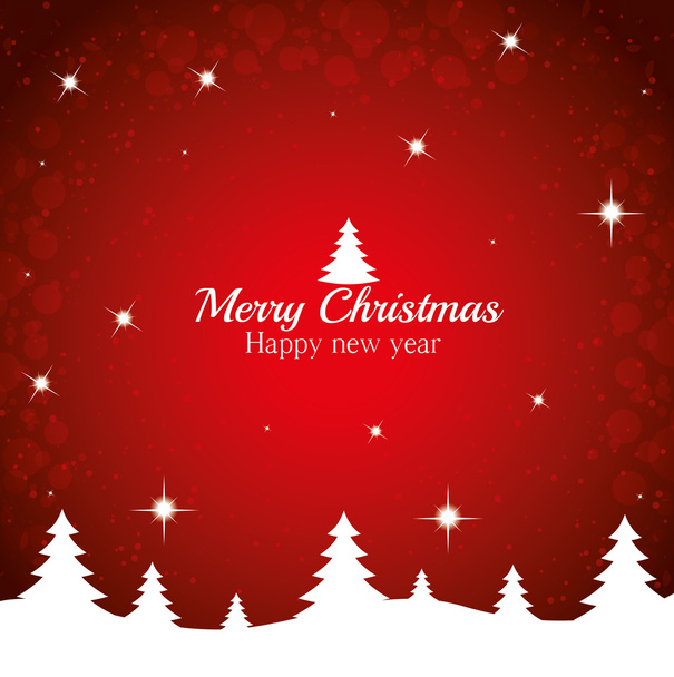 merry christmas happy new year tree red background - Vector, Image