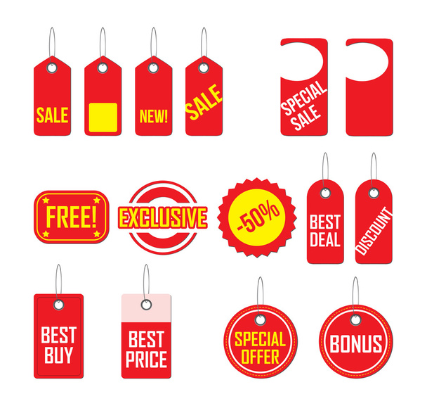 Collection of price tags over white background - 写真・画像
