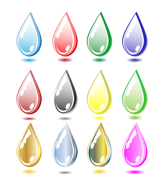 Set of colour drops - Vector, imagen